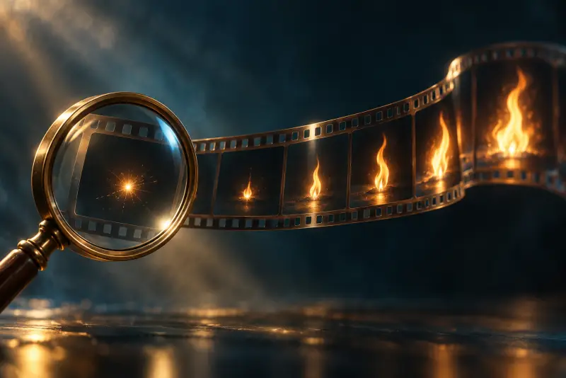 شريط سينمائي قديم تظهر فيه مشاهد متتابعة لموقف واحد